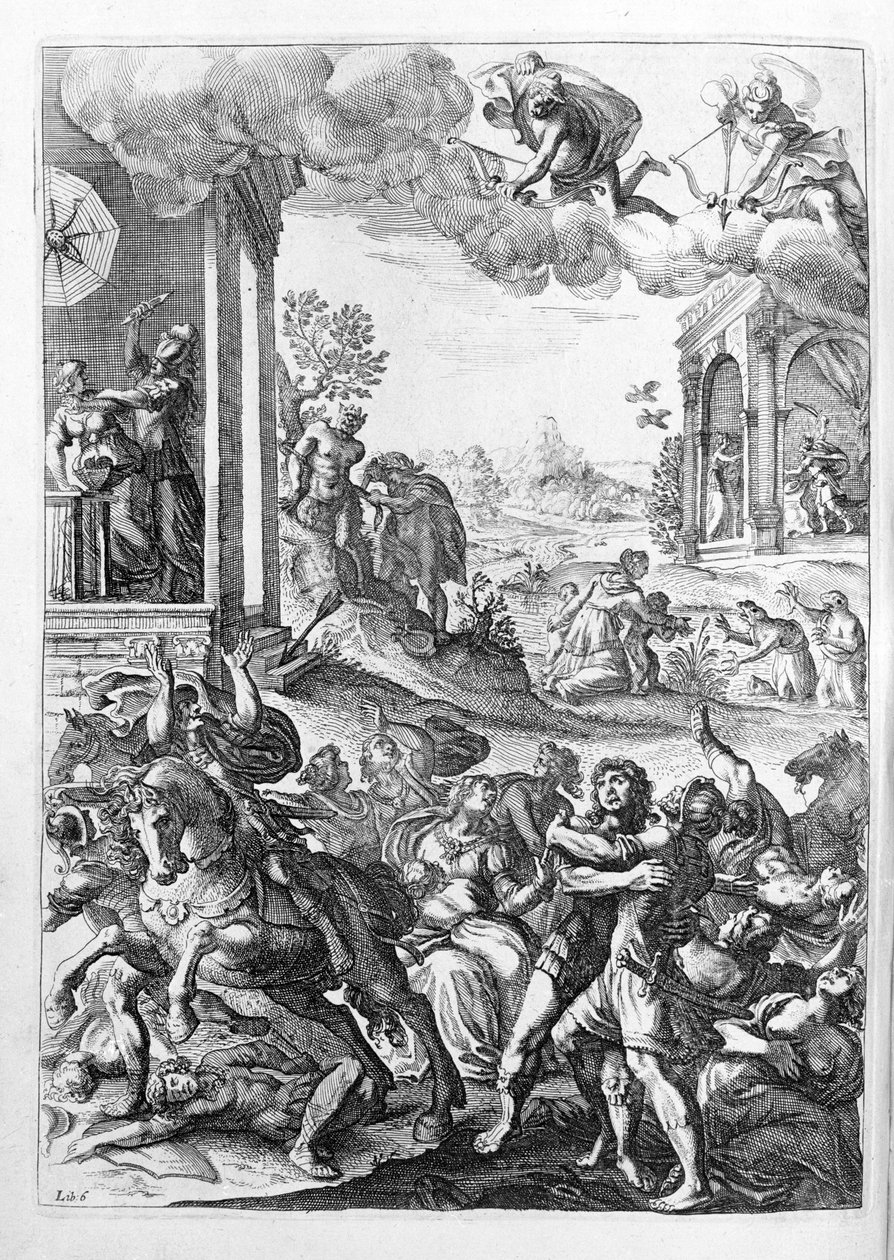 Ovide (Ovid) - पुस्तक १५ के लिए चित्रण - (Ovid's Metamorphoses book um Marks 15 th. Farnabii।) थॉमस फ़ार्नबी (फ़रनाब) द्वारा नोट (१५७५-१६४७) द्वारा अज्ञात कलाकार