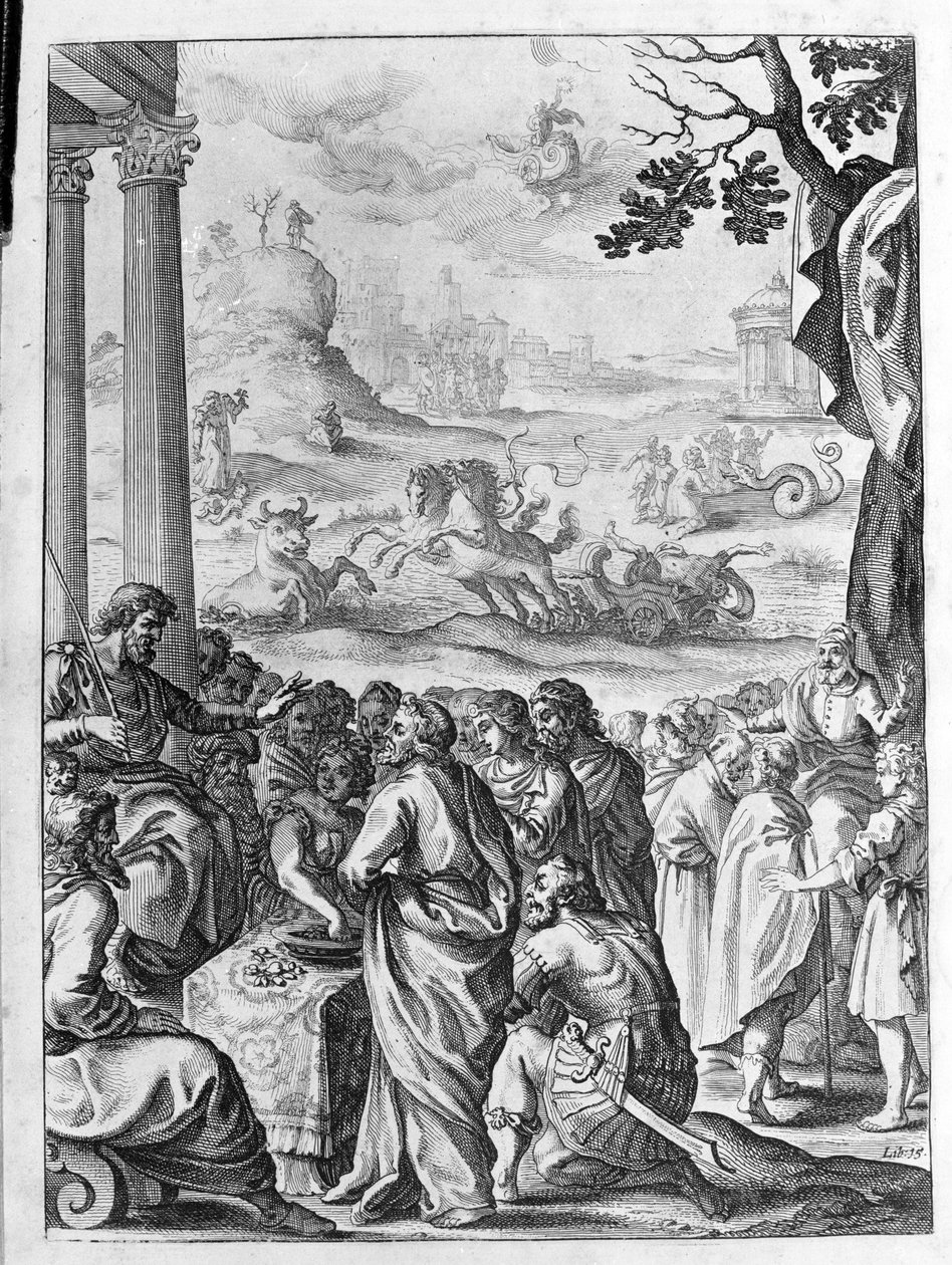 Ovide (Ovid) - पुस्तक १५ के लिए चित्रण - (Ovid's Metamorphoses book um Marks 15 th. Farnabii।) थॉमस फ़ार्नबी (फ़रनाब) द्वारा नोट (१५७५-१६४७) द्वारा अज्ञात कलाकार