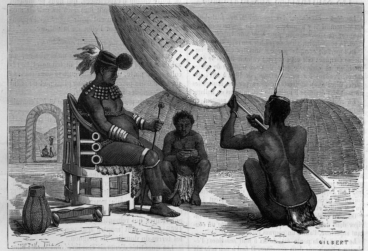 पांडा, ज़ुलु के दिवंगत राजा। 5 अप्रैल 1879 को "" प्रकृति: कला और उद्योग के लिए विज्ञान और उनके अनुप्रयोगों की समीक्षा "में उत्कीर्णन द्वारा अज्ञात कलाकार