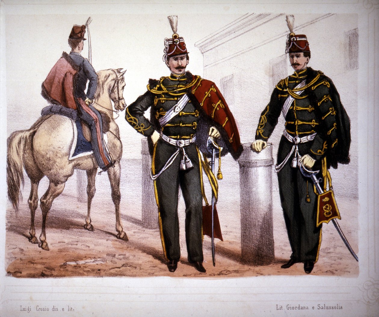 पियासेंज़ा हुसर्स (इटली), 1866 में पोशाक। द्वारा अज्ञात कलाकार