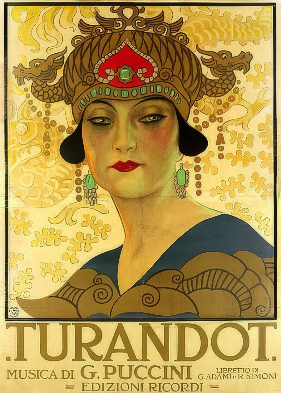 Teatro alla Scala में ओपेरा Turandot के लिए पोस्टर। 1926 द्वारा अज्ञात
