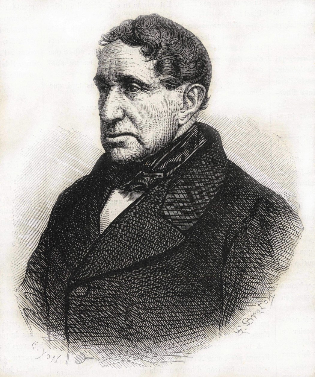 अकिल लियोन का पोर्ट्रेट विक्टर चार्ल्स डी ब्रोगली (1785 - 1870), ड्यूक ऑफ ब्रोगली। 19वीं सदी की नक्काशी। द्वारा अज्ञात कलाकार