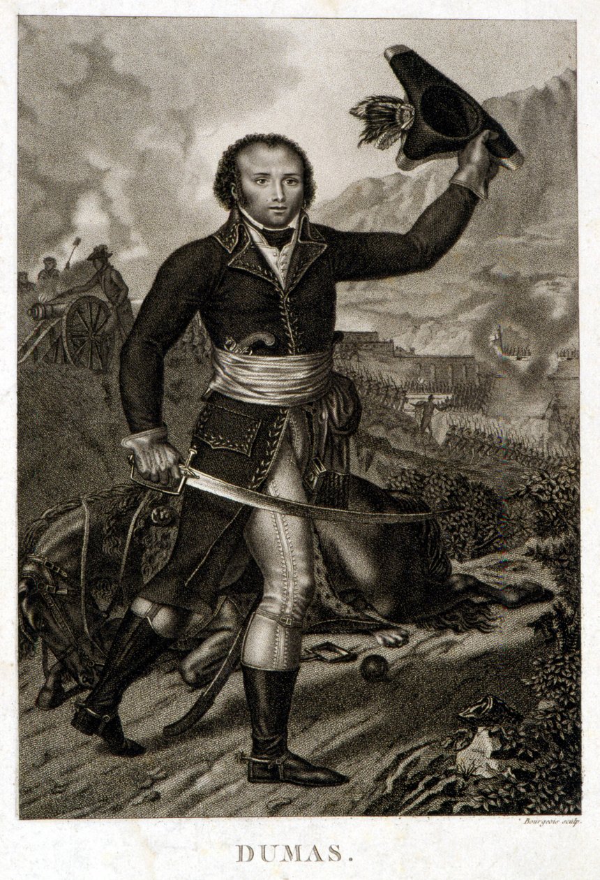 अलेक्जेंड्रे डेवी डुमास (1762-1806) का पोर्ट्रेट, अलेक्जेंड्रे डुमास पिता के पिता द्वारा अज्ञात कलाकार