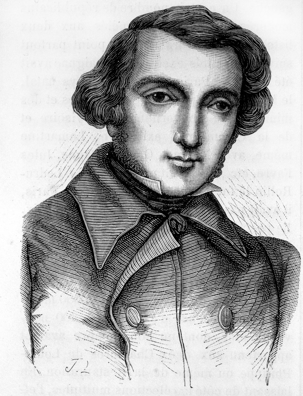 एलेक्सिस डी टोकेविल (1805 - 1859) का पोर्ट्रेट, फ्रांसीसी इतिहासकार और राजनीतिज्ञ। 19वीं सदी की नक्काशी। द्वारा अज्ञात कलाकार