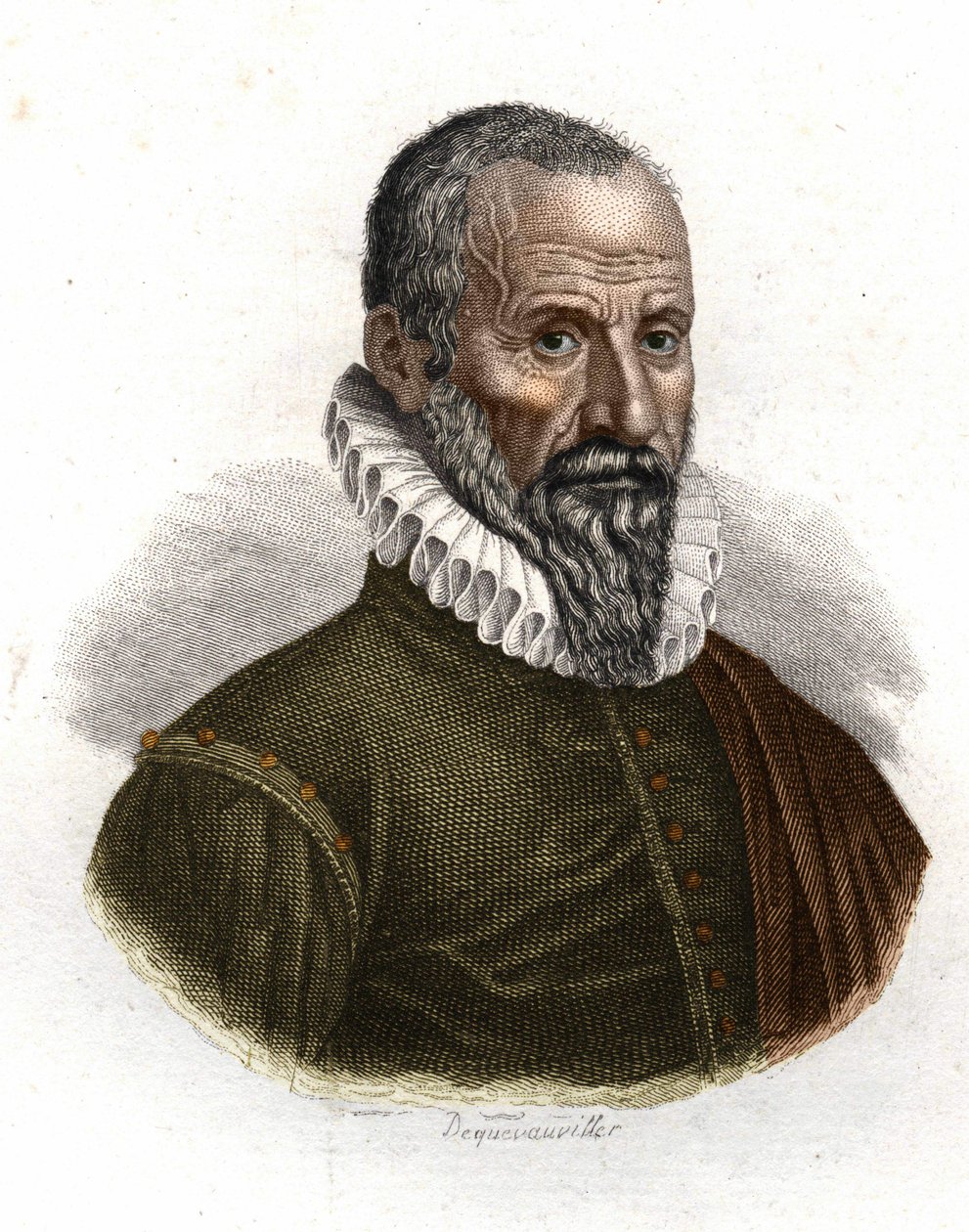 एम्ब्रोज़ पारे (1509-1590) का पोर्ट्रेट, फ्रांसीसी सर्जन - 19वीं सदी की नक्काशी द्वारा अज्ञात कलाकार