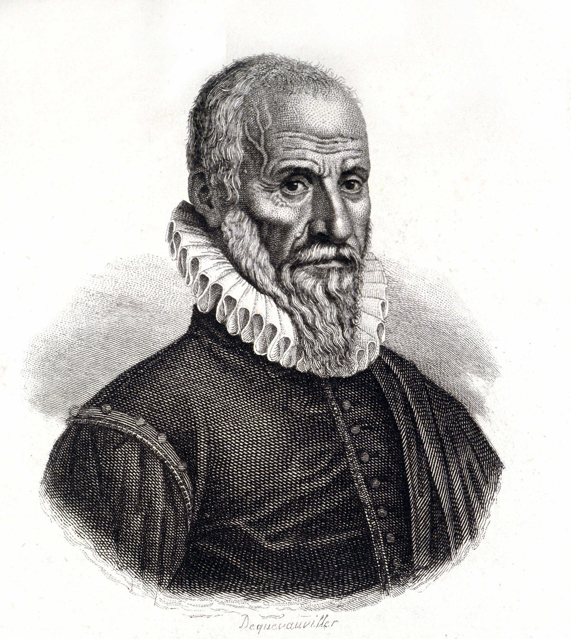 एंब्रोज़ पारे (1509-1590) का पोर्ट्रेट, फ्रांसीसी सर्जन - 19वीं सदी का उत्कीर्णन द्वारा अज्ञात कलाकार