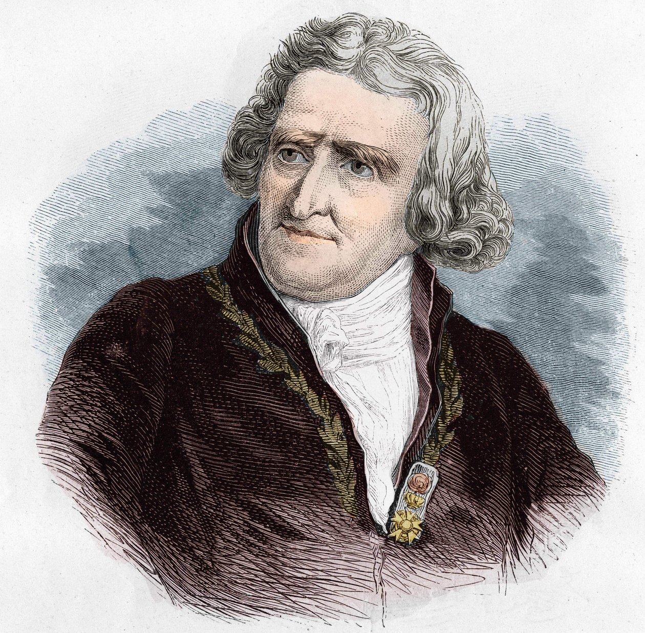 एंटोनी ऑगस्टिन पारमेंटियर (1737 - 1813) का पोर्ट्रेट, फ्रांसीसी सैन्य फार्मासिस्ट और कृषि विज्ञानी। 1866 से उत्कीर्णन। द्वारा अज्ञात कलाकार