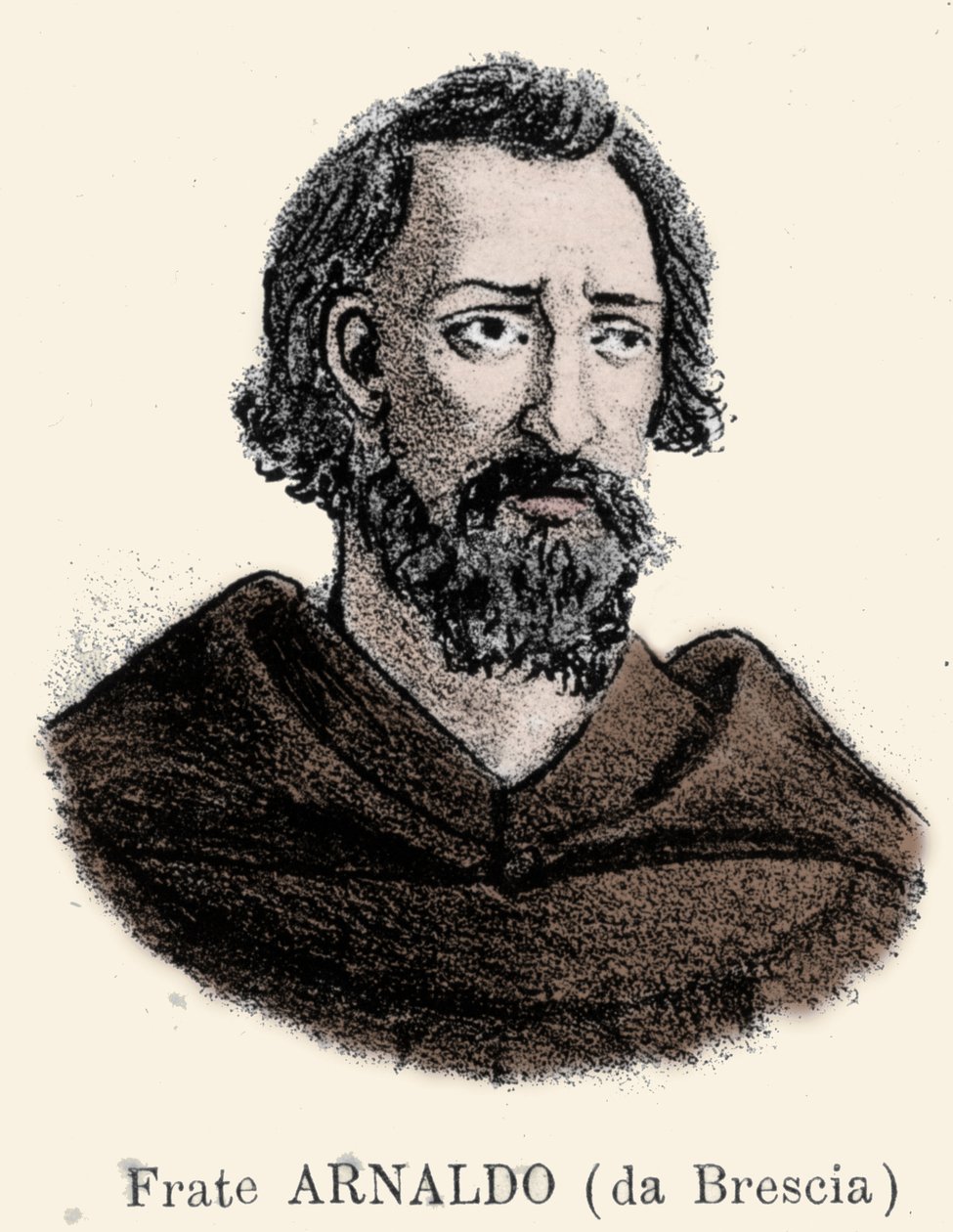 अर्नाड डी ब्रेशिया (अर्नल्डो दा ब्रेस्सी) (1090 - 1155), इतालवी राजनीतिक और धार्मिक सुधारक का पोर्ट्रेट। द्वारा अज्ञात कलाकार