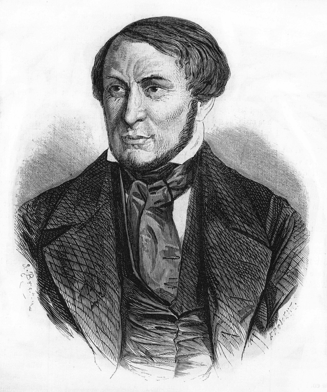 अगस्टे बारबियर का पोर्ट्रेट (1805 - 1882), फ्रांसीसी लेखक। 1870 की नक्काशी। द्वारा अज्ञात कलाकार
