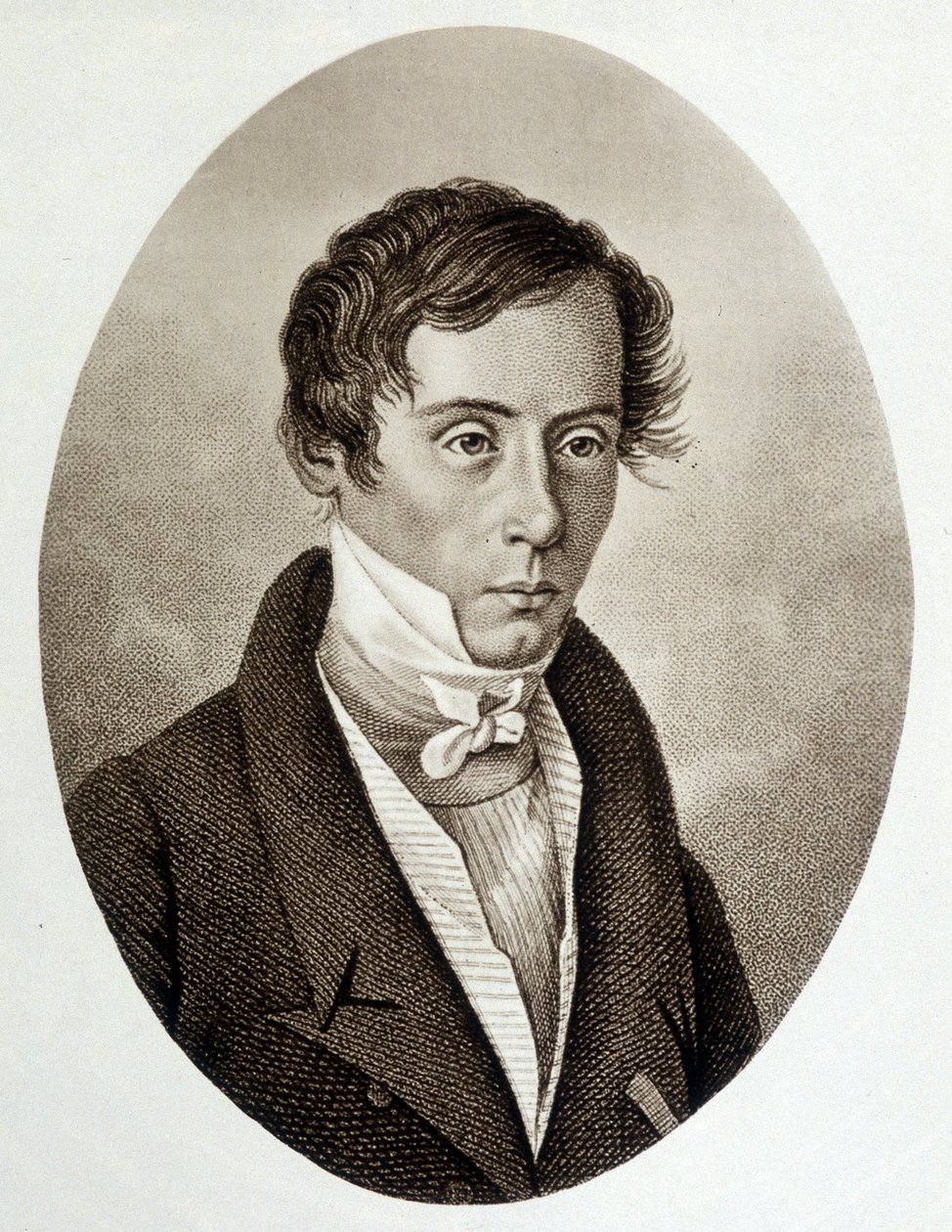 ऑगस्टिन फ्रेस्नेल का पोर्ट्रेट (1788-1827), फ्रांसीसी भौतिक विज्ञानी। द्वारा अज्ञात कलाकार