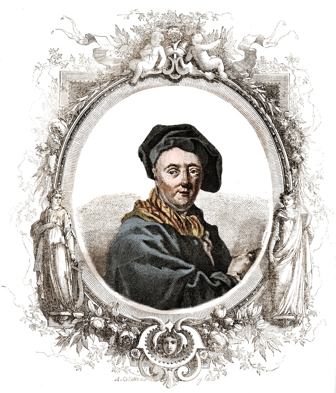 कार्ले वैन लू (1705-1765) फ्रांसीसी चित्रकार का पोर्ट्रेट। द्वारा अज्ञात कलाकार