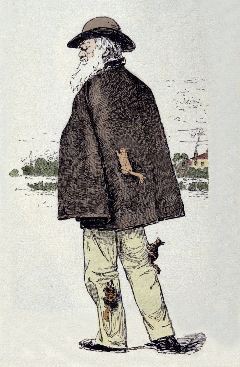 गिलहरी के साथ खेलते हुए चार्ल्स डार्विन (1809-1882) का पोर्ट्रेट। द्वारा अज्ञात कलाकार