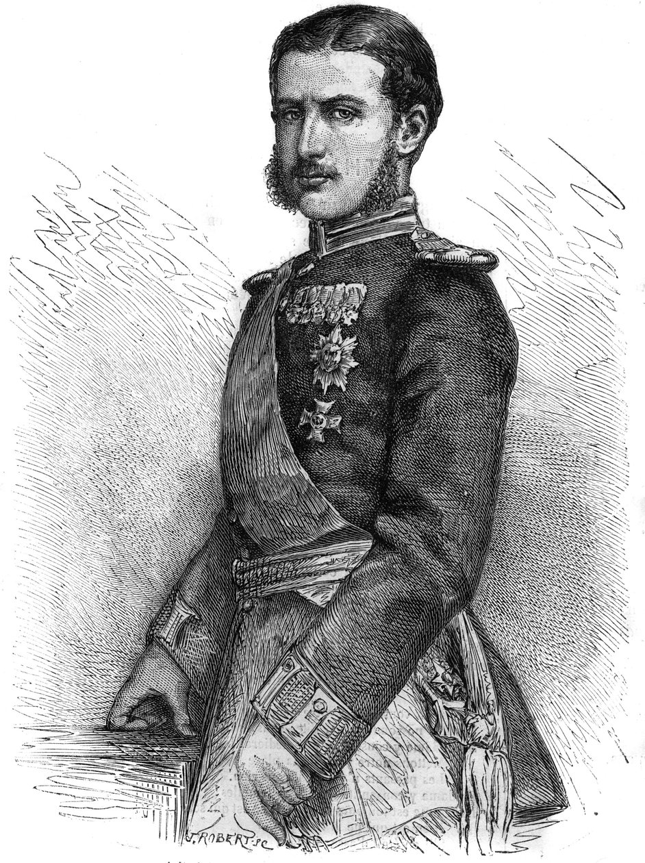 चार्ल्स डी होहेनज़ोलर्न (1839-1914) का पोर्ट्रेट, रोमानिया के राजकुमार को फिर से प्राप्त करना, फिर राजा चार्ल्स I (कैरोल I) - "द इलस्ट्रस जर्नल" में उत्कीर्णन द्वारा अज्ञात कलाकार