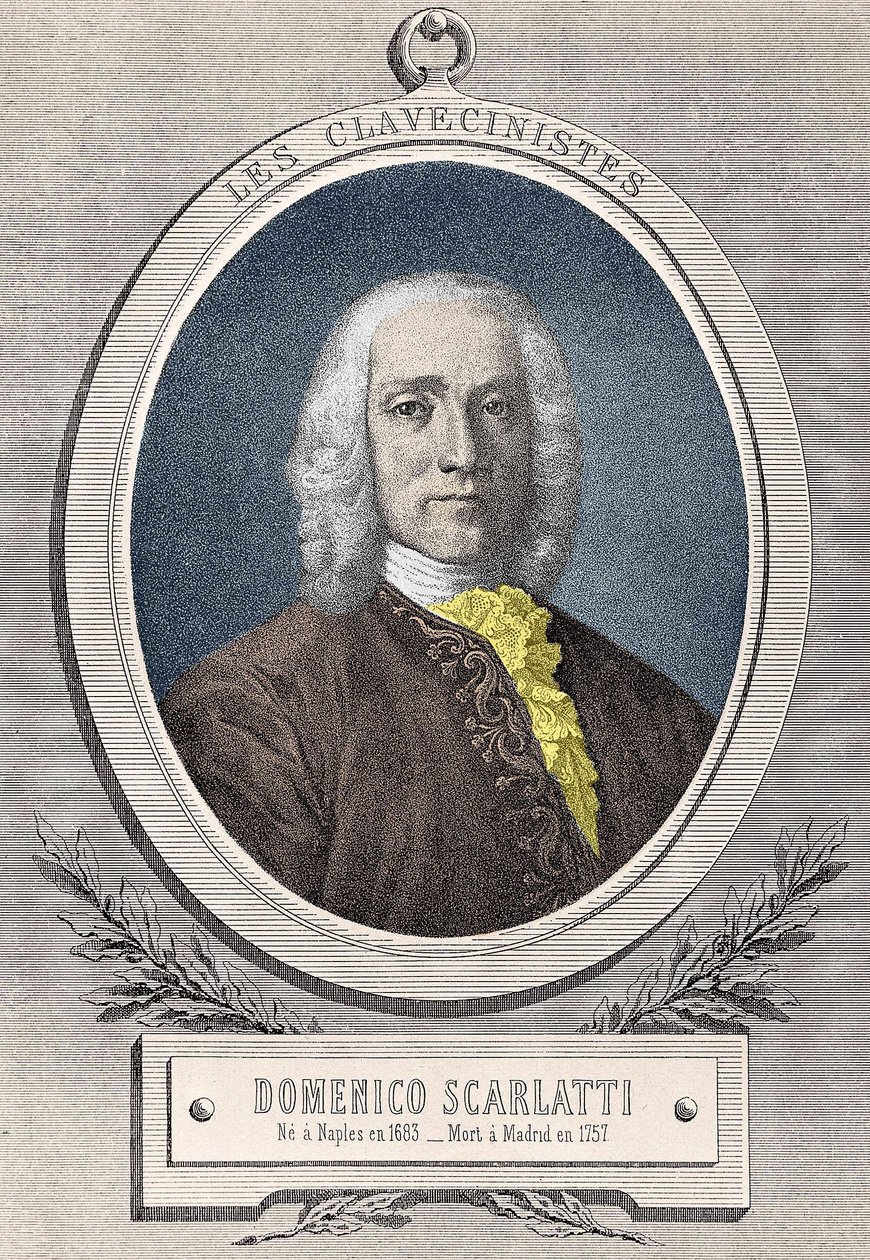 डोमिनिको स्कारलाट्टी का पोर्ट्रेट (1685 - 1757) इतालवी संगीतकार द्वारा अज्ञात कलाकार