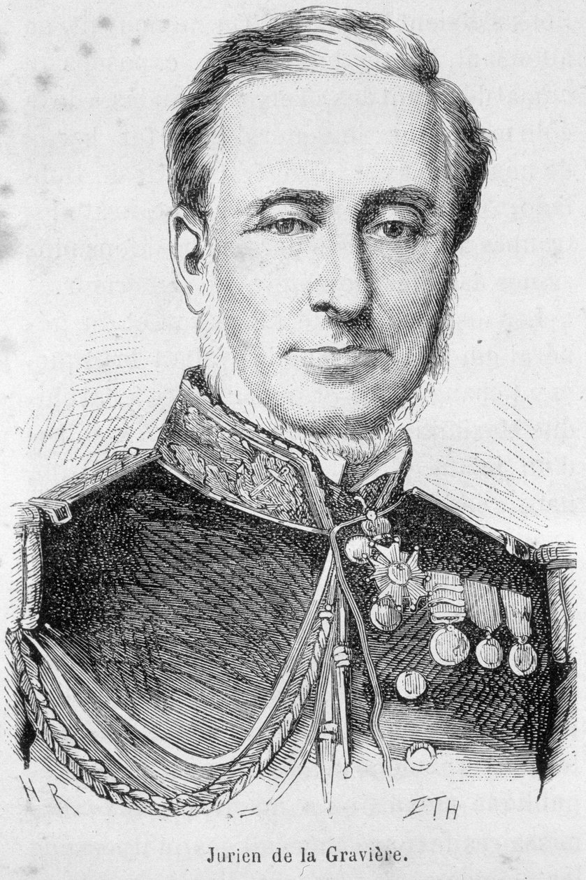 एडमंड जुरीन डे ला ग्रेविएर (1812-1892), फ्रेंच एडमिरल का पोर्ट्रेट। द्वारा अज्ञात कलाकार