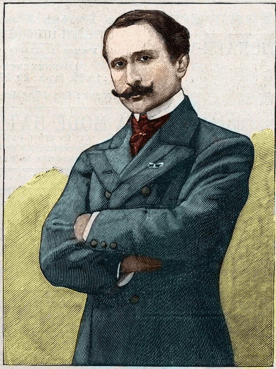 एडमंड रोस्टैंड का पोर्ट्रेट (1868-1918), फ्रांसीसी कवि और नाटककार। द्वारा अज्ञात कलाकार