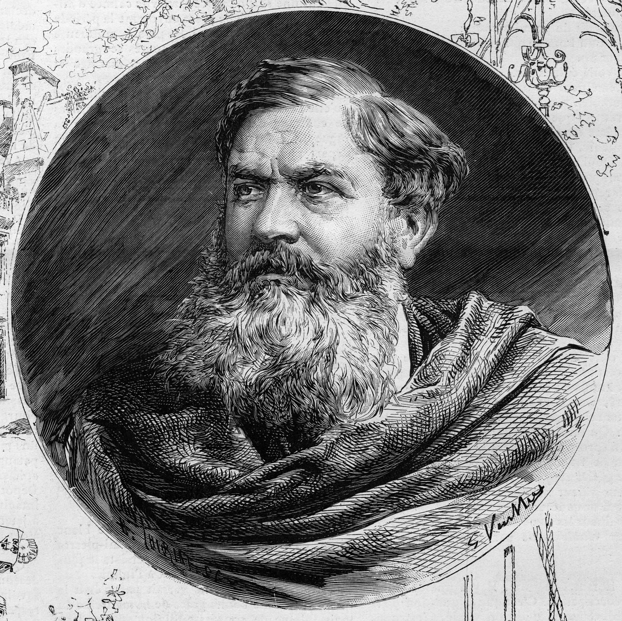 1885 में "" द इलस्ट्रस वर्ल्ड "" में मुसी डी क्लूनी के निदेशक एडमंड डू सोमरार्ड (1817-1885) का पोर्ट्रेट। द्वारा अज्ञात कलाकार
