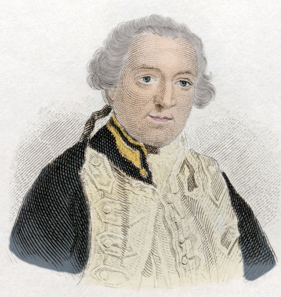 एडवर्ड बोस्कावेन (1711-1761) का पोर्ट्रेट, अंग्रेजी एडमिरल और राजनीतिज्ञ। 19वीं सदी की नक्काशी। द्वारा अज्ञात कलाकार