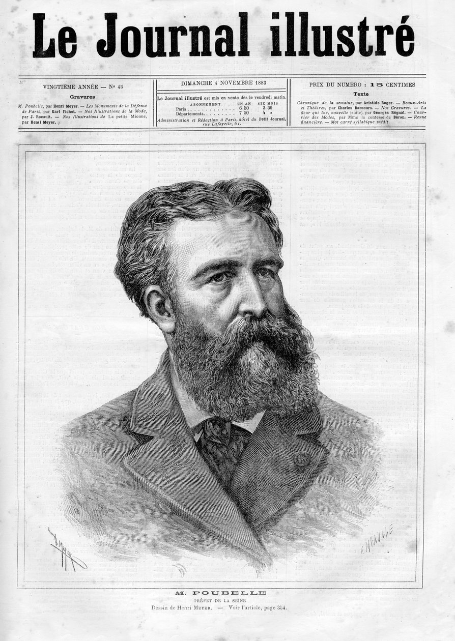 यूजीन रेने पॉबेल का पोर्ट्रेट (1831 - 1907), फ्रांसीसी सिविल सेवक और सीन का प्रीफेट - 1883 के "द इलस्ट्रस जर्नल" का कवर द्वारा अज्ञात कलाकार