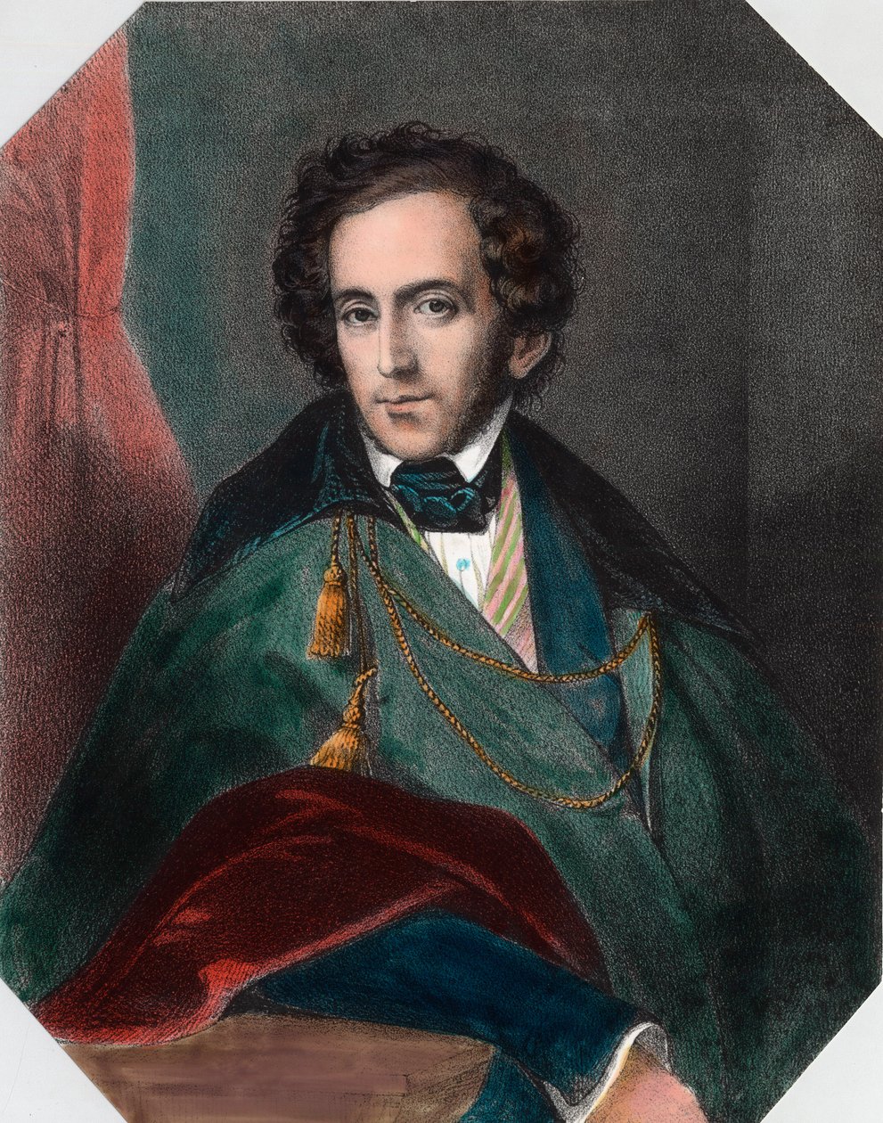 फेलिक्स मेंडेलसोहन (1809 - 1847), जर्मन कंडक्टर और संगीतकार का पोर्ट्रेट। 19वीं सदी की नक्काशी। निजी संग्रह। द्वारा अज्ञात कलाकार