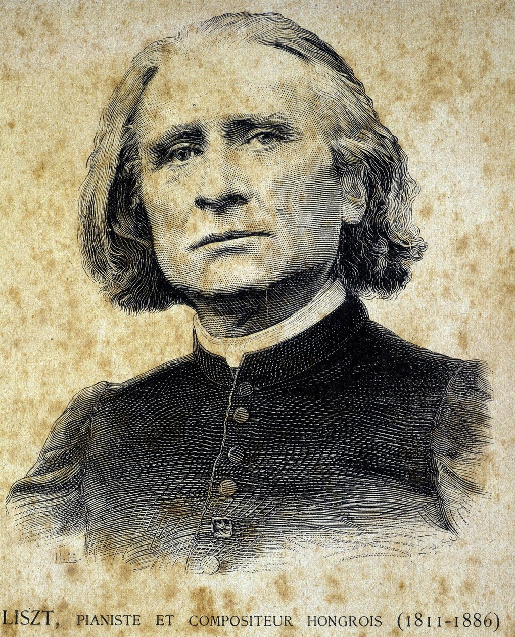 फ्रांज लिस्ट्ट का पोर्ट्रेट, हंगेरियन पियानोवादक और संगीतकार (1811 - 1886) - "" लेस कंटेम्पोरेन्स "" में, और 19 वीं शताब्दी के अंत में। द्वारा अज्ञात कलाकार
