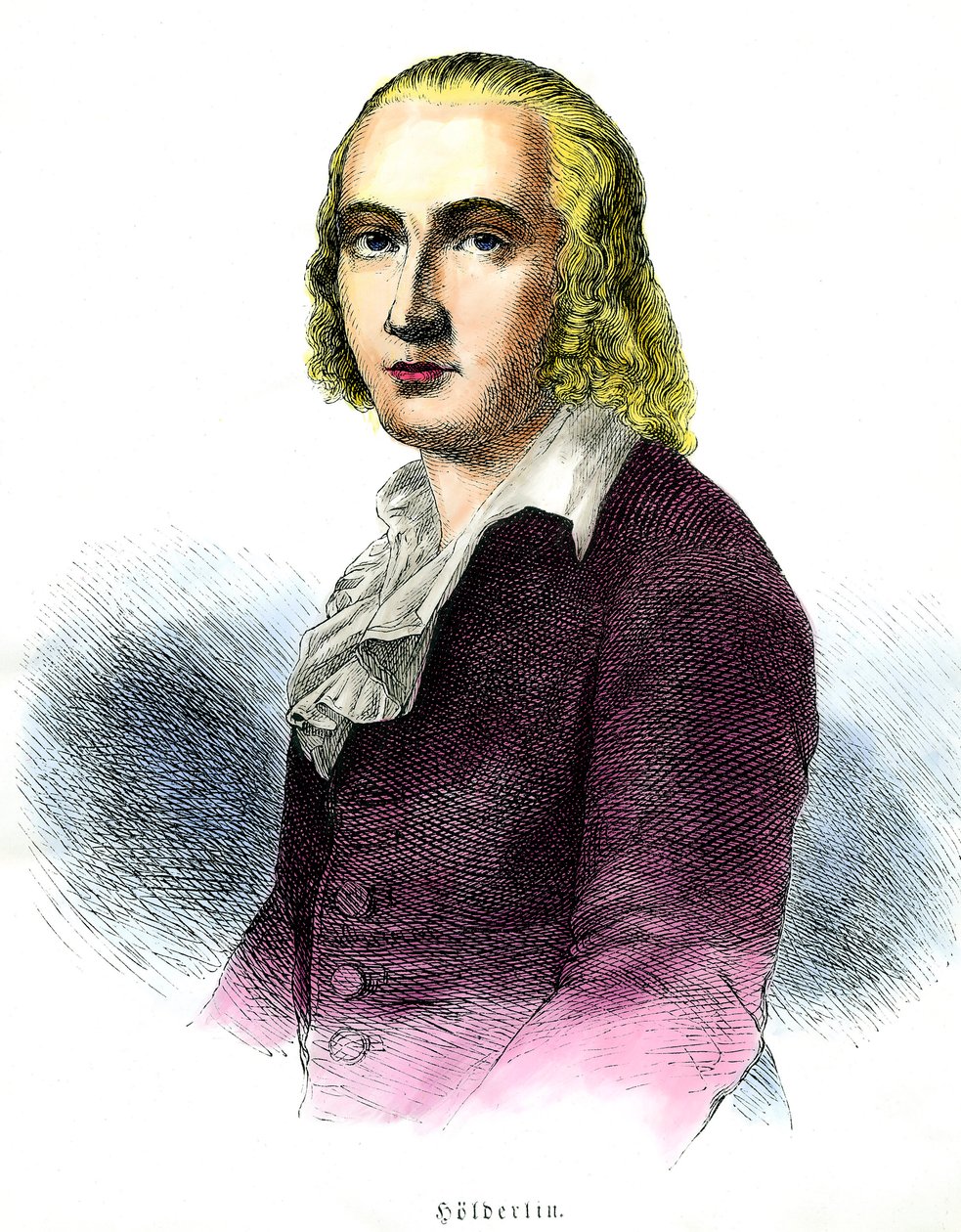फ्रेडरिक होल्डरलिन का पोर्ट्रेट (1770-1843) जर्मन कवि 19वीं सदी के निजी संग्रह की नक्काशी द्वारा अज्ञात कलाकार