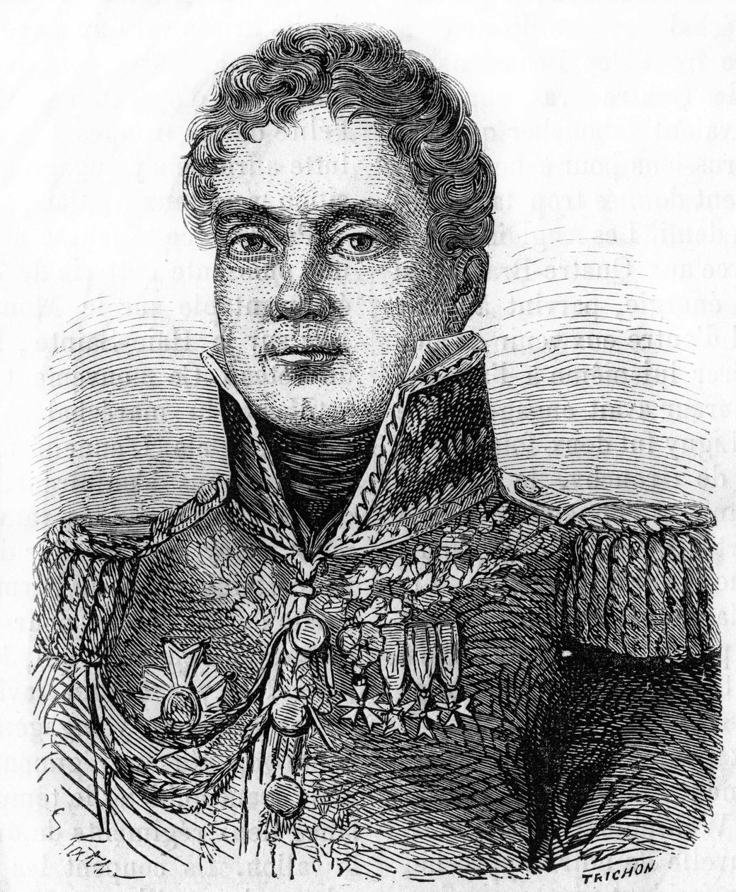 जॉर्जेस माउटन का पोर्ट्रेट, काउंट ऑफ़ लोबाऊ (1770-1838), फ्रांस का मार्शल। द्वारा अज्ञात कलाकार