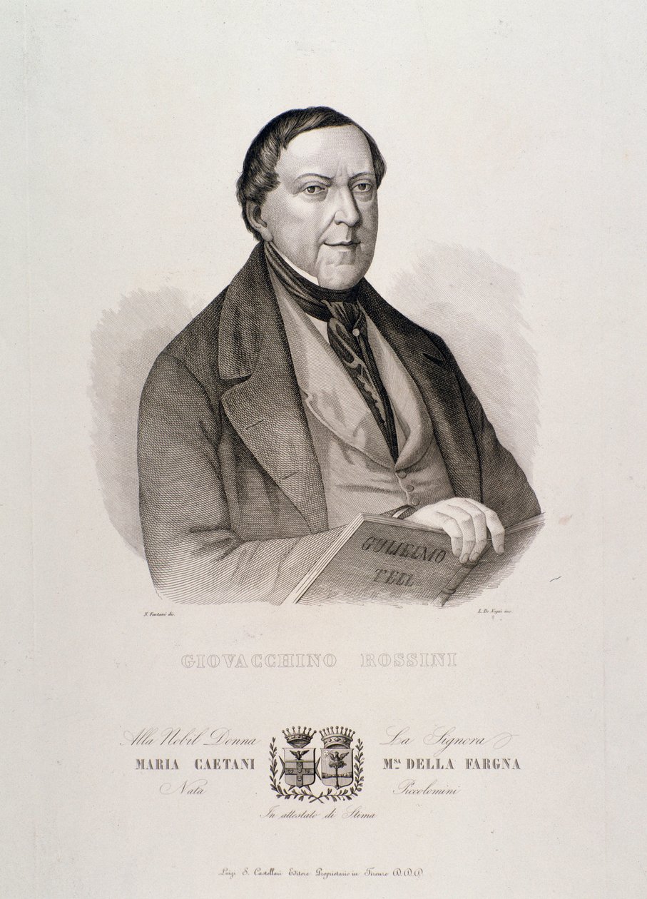 Gioacchino Rossini का पोर्ट्रेट (उत्कीर्णन) द्वारा अज्ञात कलाकार