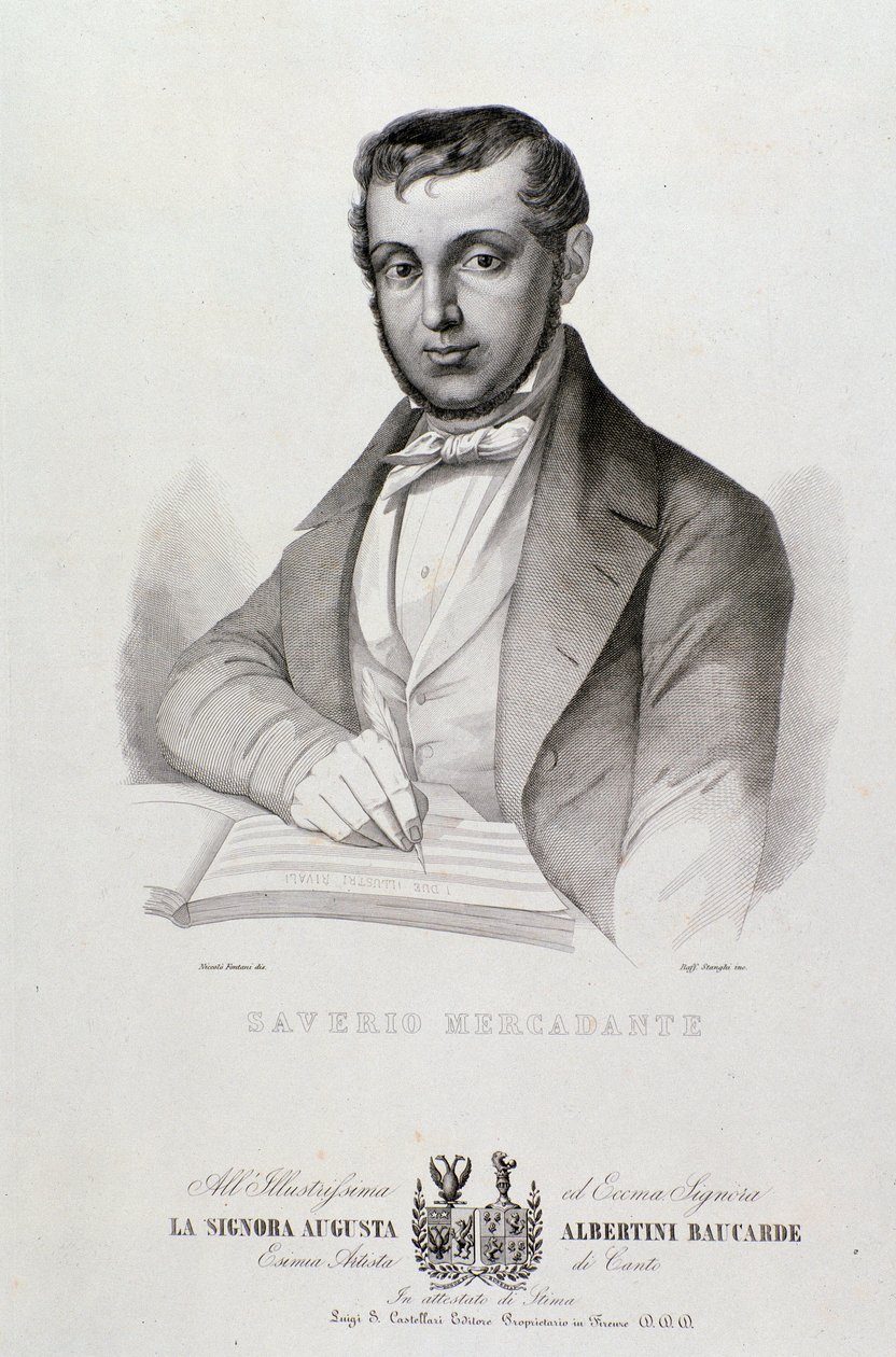 Giuseppe Saverio Mercadante (1795-1870) का पोर्ट्रेट, इतालवी संगीतकार लिथोग्राफ। 19 वीं सदी। बोलोग्ना, सिविक संगीत संग्रहालय द्वारा अज्ञात कलाकार