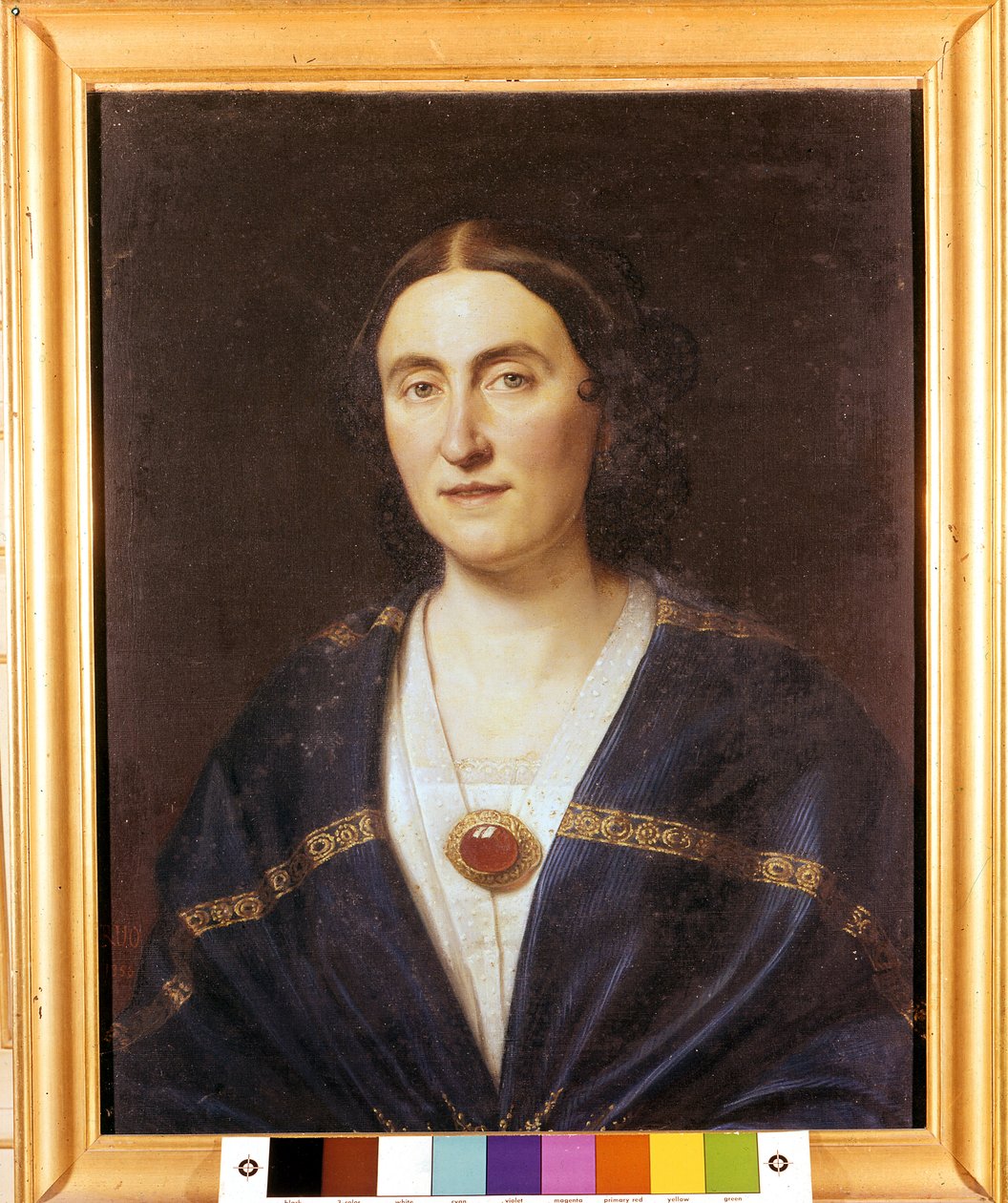 Giuseppina Strepponi (1815-1897) का पोर्ट्रेट, सोप्रानो और Giuseppe Verdi की पत्नी ”” बेनामी पेंटिंग। 1850 के आसपास। Sant'Agata di Villanova Sul'Arda, Villa Verdi द्वारा अज्ञात कलाकार