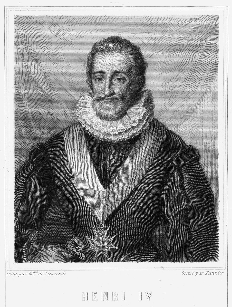 हेनरी चतुर्थ (1553 - 1610) का पोर्ट्रेट, फ्रांस के राजा - "हिस्टोइरे डेस फ़्रैंकैस" में "लवल्ली द्वारा, उत्कीर्णन, एन डी। द्वारा अज्ञात कलाकार