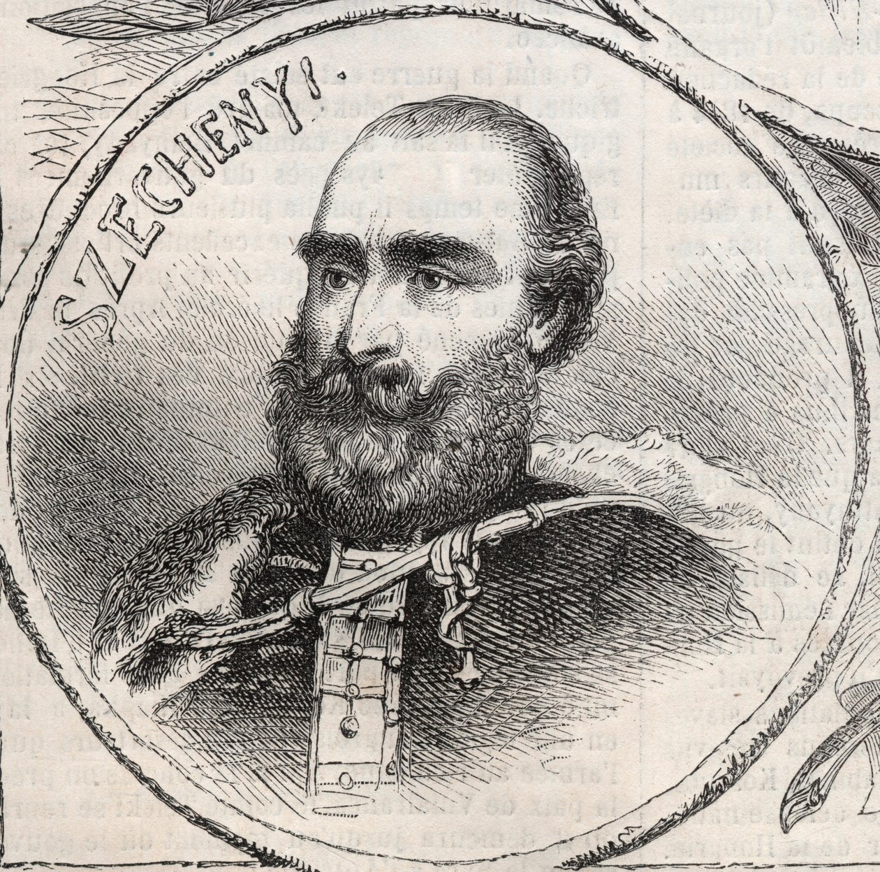 इस्तवान स्ज़ेचेनी (1791-1860) का पोर्ट्रेट, हंगेरियन राजनेता - "द इलस्ट्रस वर्ल्ड" से उत्कीर्णन द्वारा अज्ञात कलाकार
