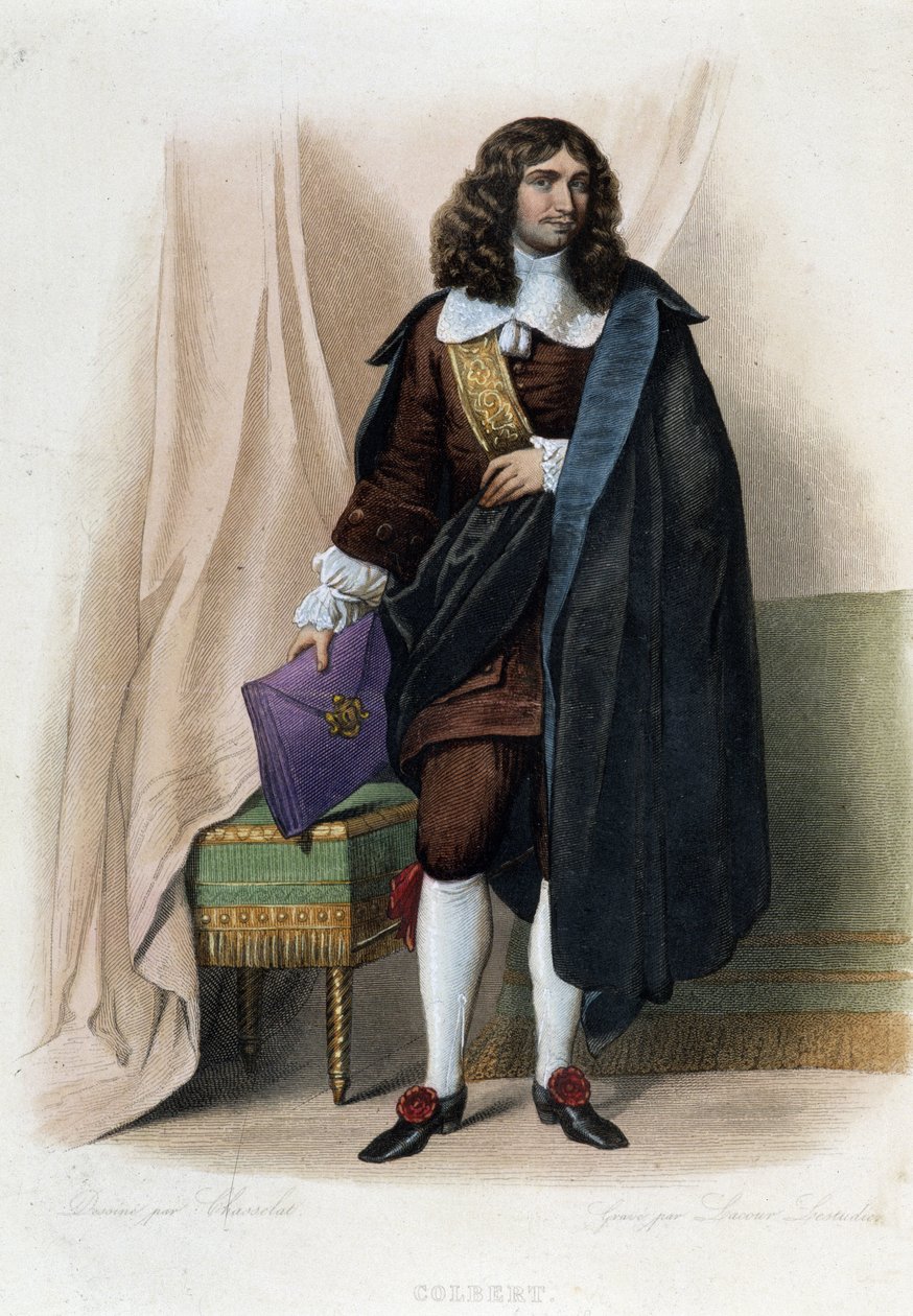 जीन बैप्टिस्ट (जीन-बैप्टिस्ट) कोलबर्ट (1619-1683), फ्रांसीसी राजनेता (1619 - 1683) का पोर्ट्रेट - मेनेचेट द्वारा "" ले प्लुटार्क फ़्रैंकैस "में" द्वारा अज्ञात कलाकार
