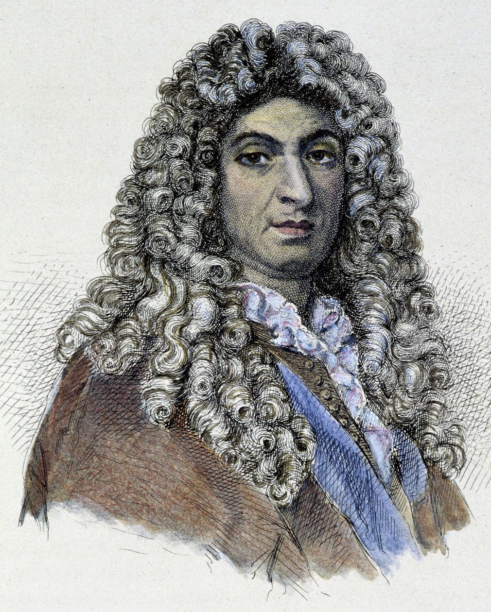 जीन बैप्टिस्ट लुली का पोर्ट्रेट (1632-1687) - उत्कीर्णन द्वारा अज्ञात कलाकार