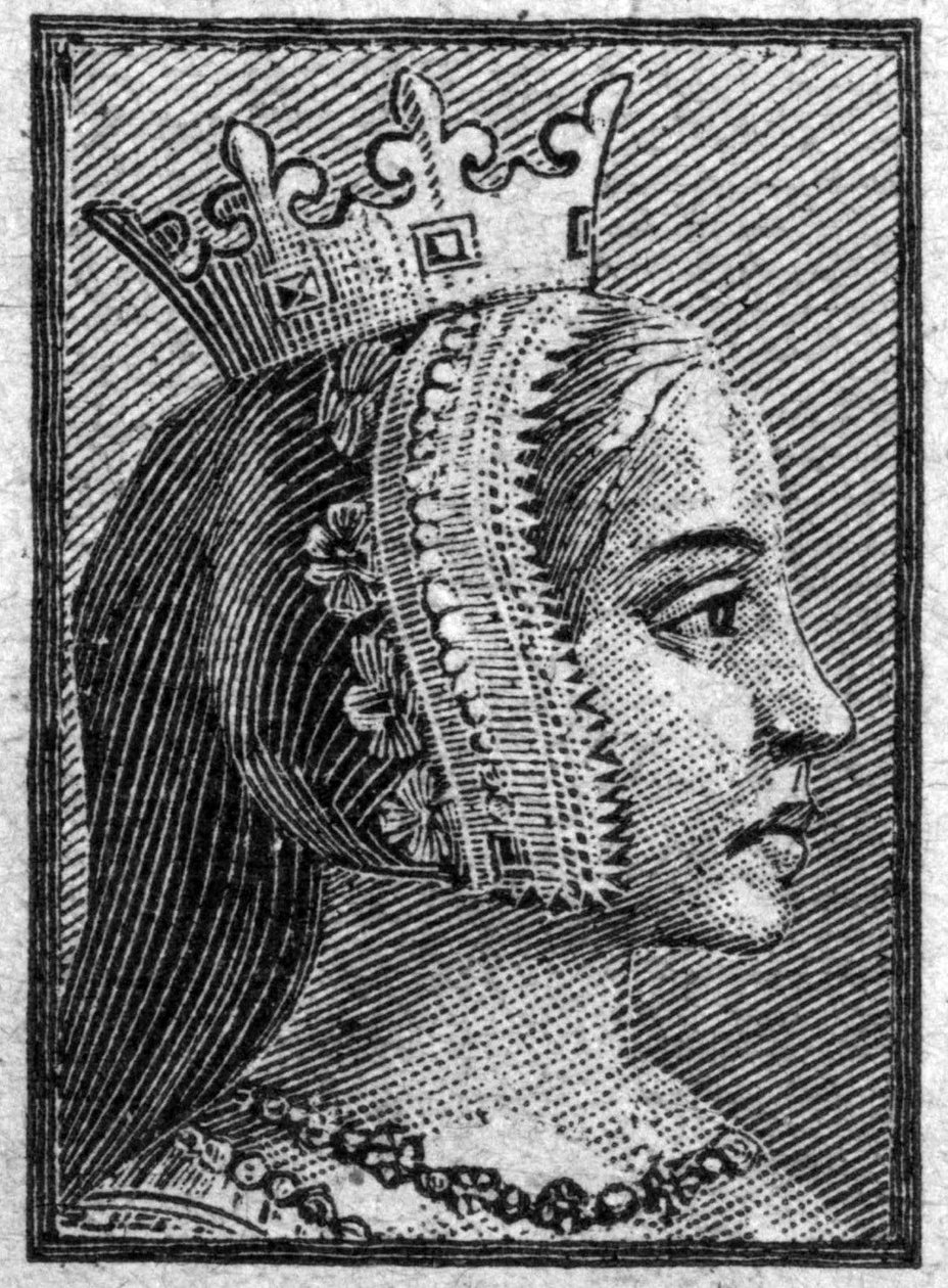 जीन द गुड की पत्नी जीन डी औवेर्गने (1320-1360) का पोर्ट्रेट। द्वारा अज्ञात कलाकार