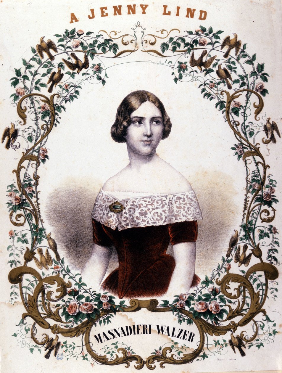 जेनी लिंड (1820-1887), स्वीडिश गायक का पोर्ट्रेट। द्वारा अज्ञात कलाकार