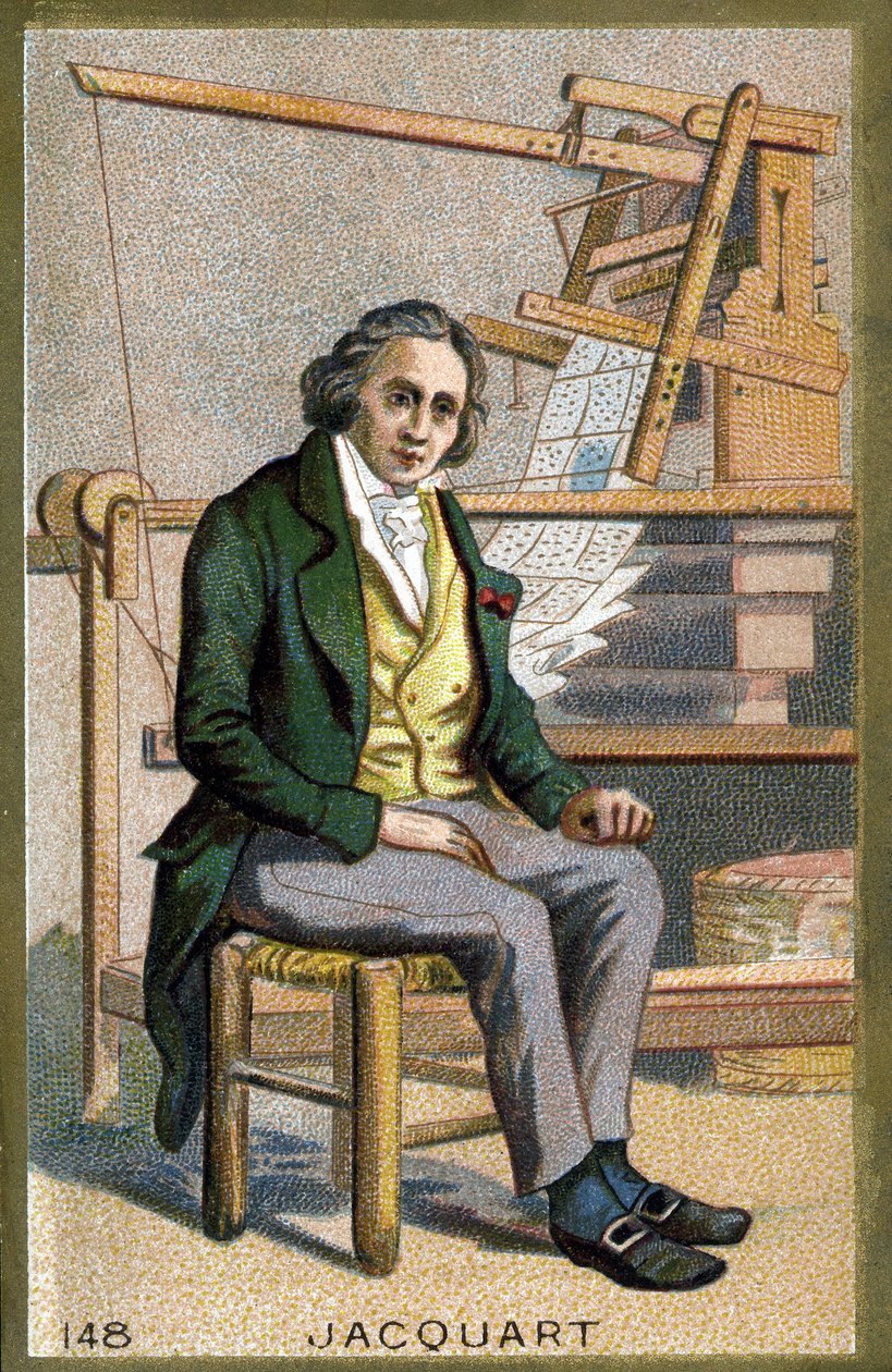 जोसेफ मैरी जैक्वार्ड (1752-1834) का पोर्ट्रेट, करघे के फ्रांसीसी मैकेनिक आविष्कारक। 19 वीं शताब्दी के उत्तरार्ध की क्रोमोलिथोग्राफी। द्वारा अज्ञात कलाकार