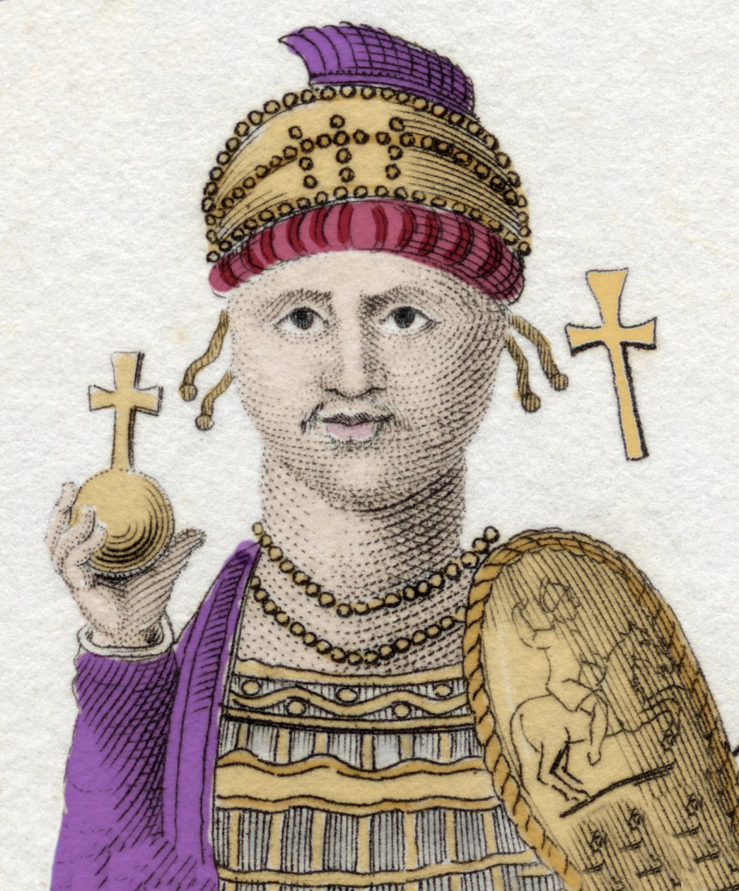 जस्टिनियन I (द ग्रेट) का पोर्ट्रेट (Flavius Petrus Sabbatius Justinianus).482 - 565. ओरिएंट के रोमन सम्राट। द्वारा अज्ञात कलाकार