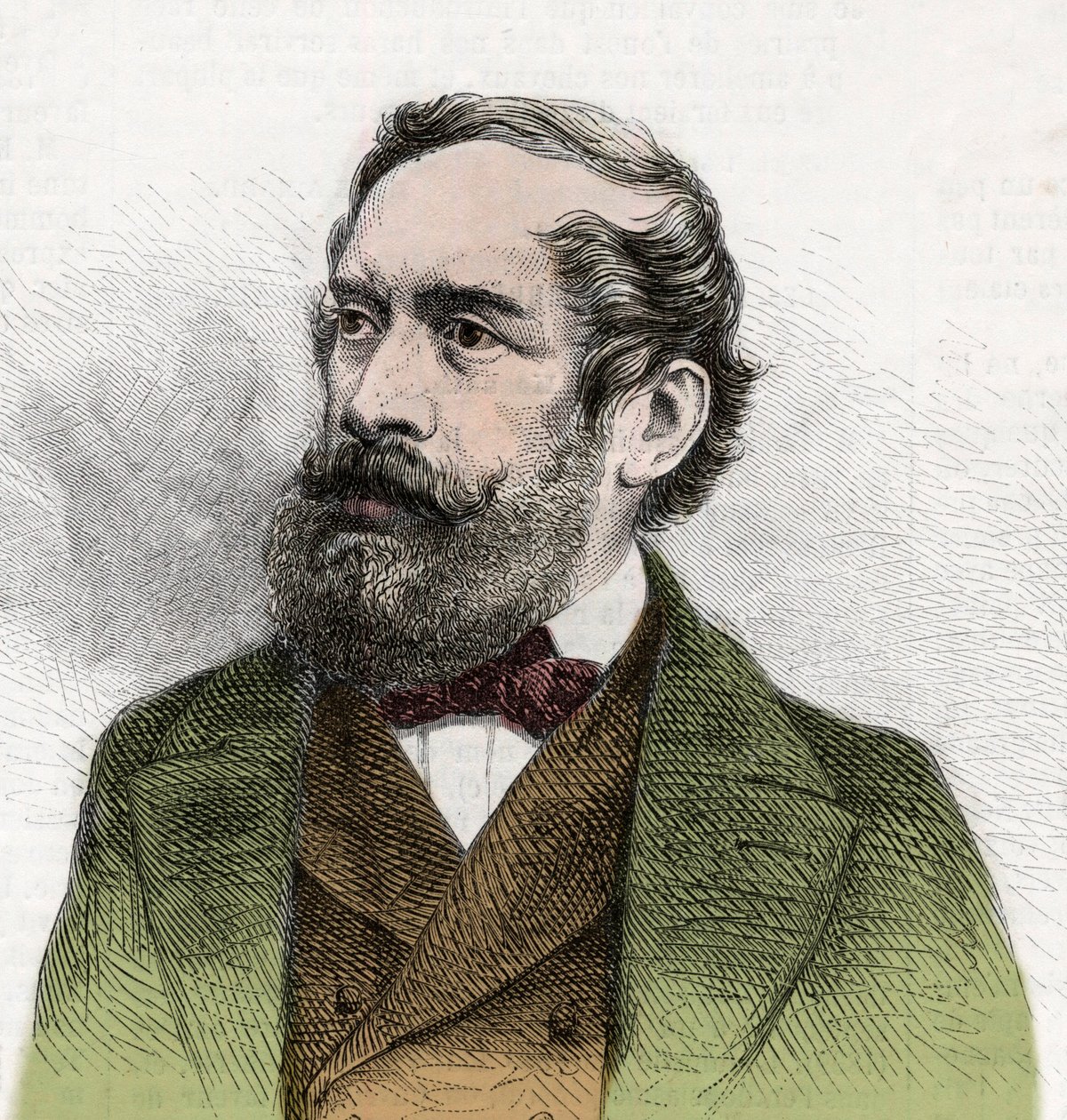 लाजोस कोसुथ का पोर्ट्रेट (1802-1894), हंगेरियन राजनेता - "द इलस्ट्रस वर्ल्ड" से उत्कीर्णन द्वारा अज्ञात कलाकार