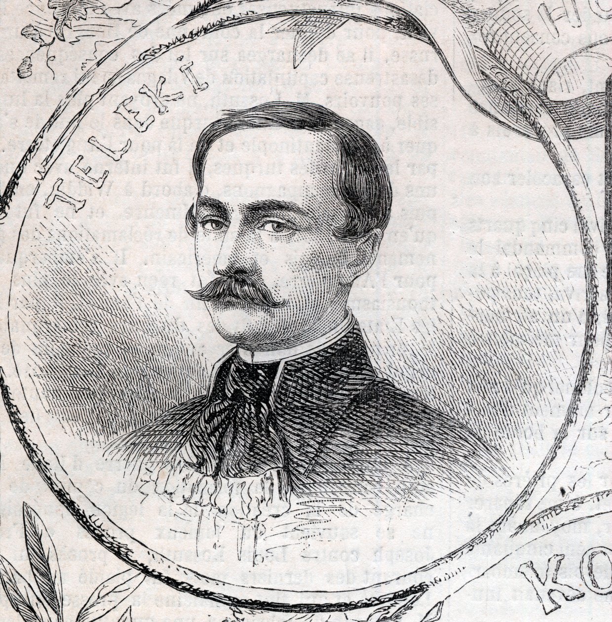लेज़्लो टेलीकी (1811-1861) का पोर्ट्रेट, हंगेरियन लेखक और राजनीतिज्ञ - "द इलस्ट्रस वर्ल्ड" में उत्कीर्णन द्वारा अज्ञात कलाकार