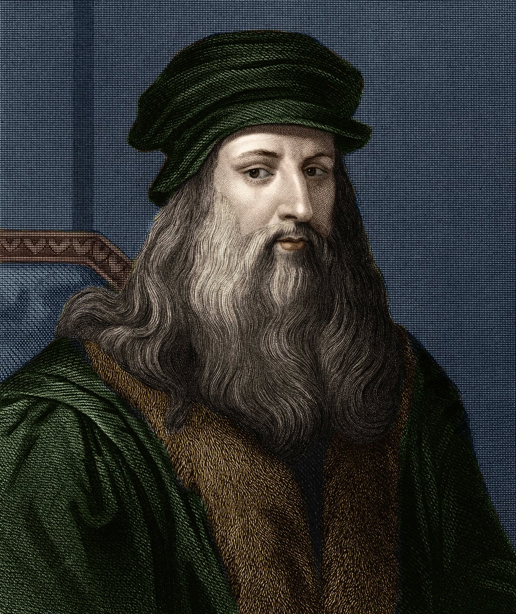 लियोनार्ड डी विंची (1452-1519) (लियोनार्डो दा विंची), इतालवी चित्रकार का पोर्ट्रेट। द्वारा अज्ञात कलाकार