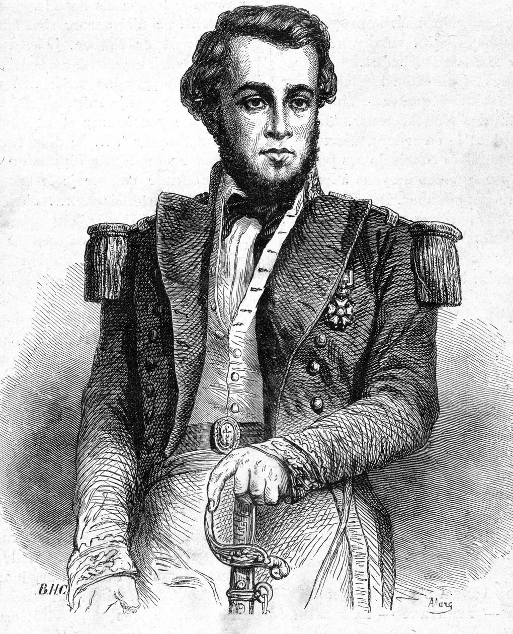लेफ्टिनेंट बेलोट (1826-1853) का पोर्ट्रेट - "" लेस कंटेम्पोरेन्स "" में, और 19 वीं शताब्दी के अंत में। द्वारा अज्ञात कलाकार