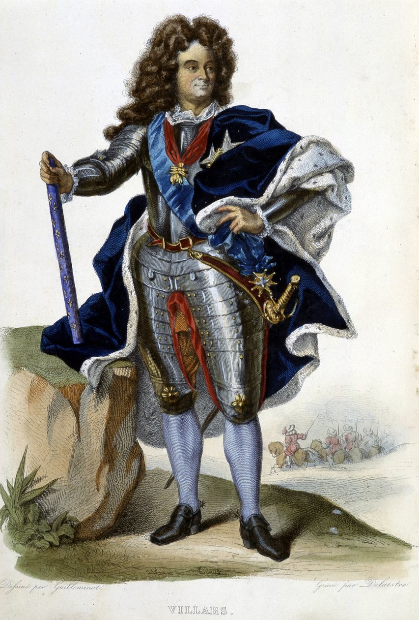 लुइस क्लाउड हेक्टर ड्यूक ऑफ विलार्स, फ्रांस के मार्शल (1653-1734) का पोर्ट्रेट - "" ले प्लूटार्क फ़्रैंकैस "", एड। लैंग्लोइस, पेरिस द्वारा अज्ञात कलाकार