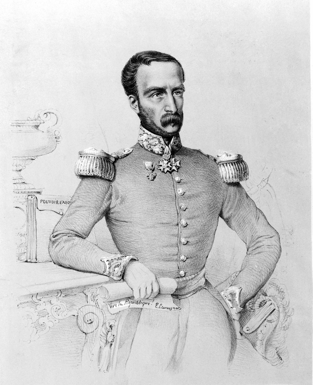 लुई यूजीन कैविग्नैक (1802 - 1857) का पोर्ट्रेट, फ्रांसीसी जनरल और राजनीतिज्ञ। उत्कीर्णन वी। 1848। द्वारा अज्ञात कलाकार
