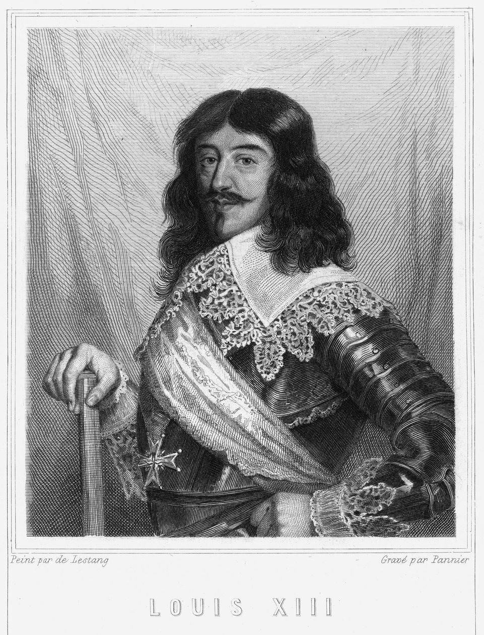 लुई XIII (1601 - 1643) का पोर्ट्रेट, फ्रांस के राजा - लवली द्वारा "" फ्रेंच का इतिहास "" में, उत्कीर्णन, एन डी। द्वारा अज्ञात कलाकार