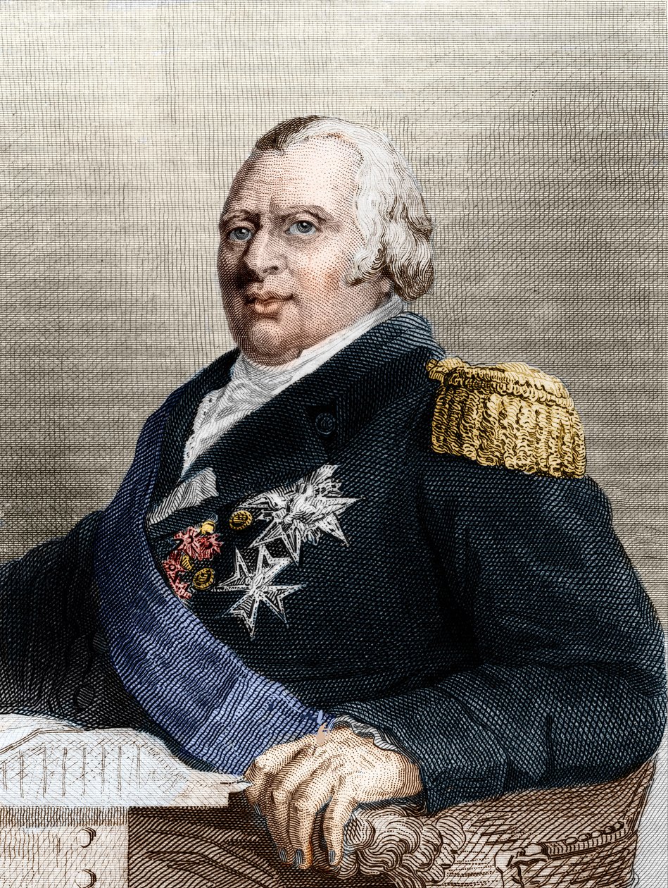लुई XVIII का पोर्ट्रेट (1755 - 1824), फ्रांस के राजा द्वारा अज्ञात कलाकार