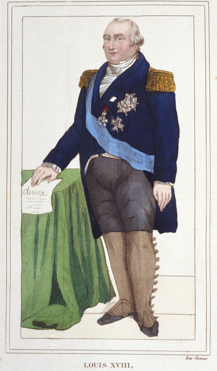 लुई XVIII (1755 - 1824) का पोर्ट्रेट, फ्रांस के राजा ने 1830 की नक्काशी की। द्वारा अज्ञात कलाकार