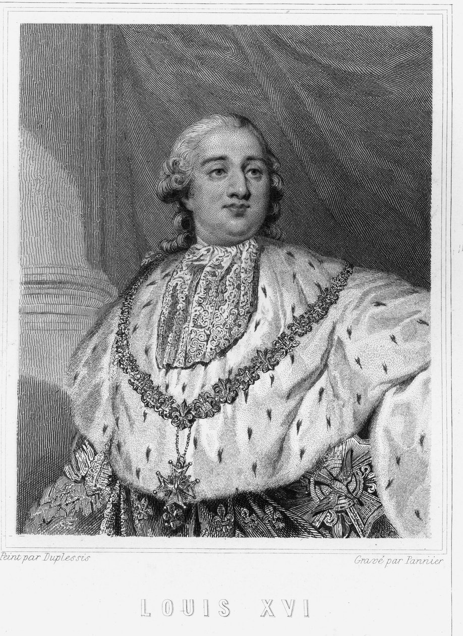 लुई सोलहवें (1754 - 1793) का चित्र, फ्रांस के राजा - लवली द्वारा "हिस्टोइरे डेस फ़्रैंकैस" में, उत्कीर्णन, एन डी। द्वारा अज्ञात कलाकार