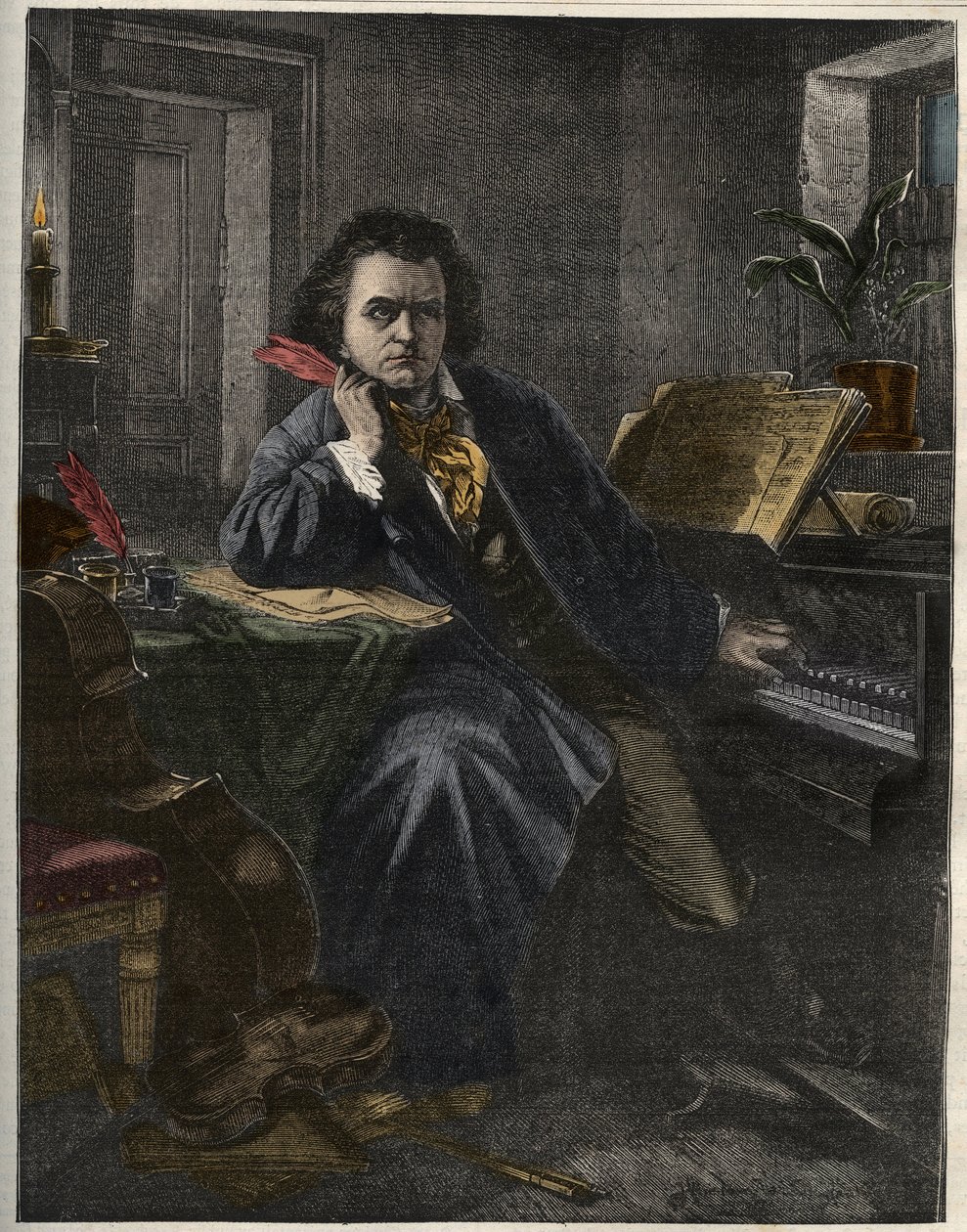 लुडविग वैन बीथोवेन (1770-1827), जर्मन संगीतकार और पियानोवादक का पोर्ट्रेट द्वारा अज्ञात कलाकार