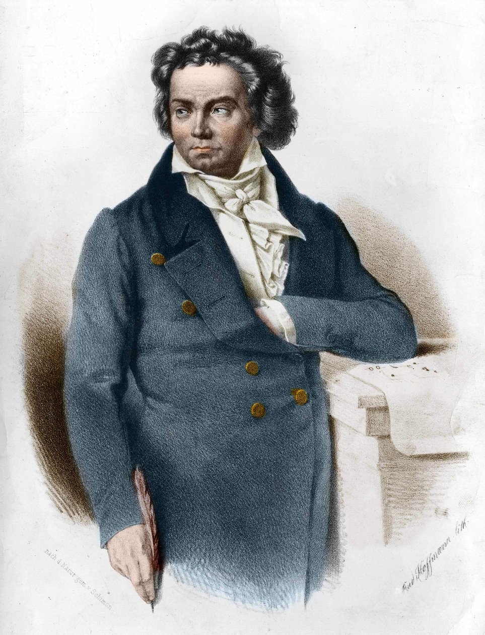 लुडविग वैन बीथोवेन का पोर्ट्रेट (1770 - 1827) 19वीं सदी का उत्कीर्णन द्वारा अज्ञात कलाकार